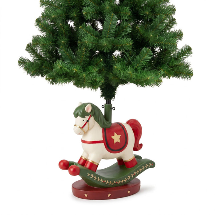 Base per albero di Natale con cavallino a dondolo in magnesio e ferro - Multicolore