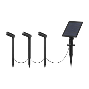 Forlight LIS - Foco Proyector de Jardín Solar con 3 Proyectores y 1 Placa Solar. Acero Inoxidable y Policarbonato Negro