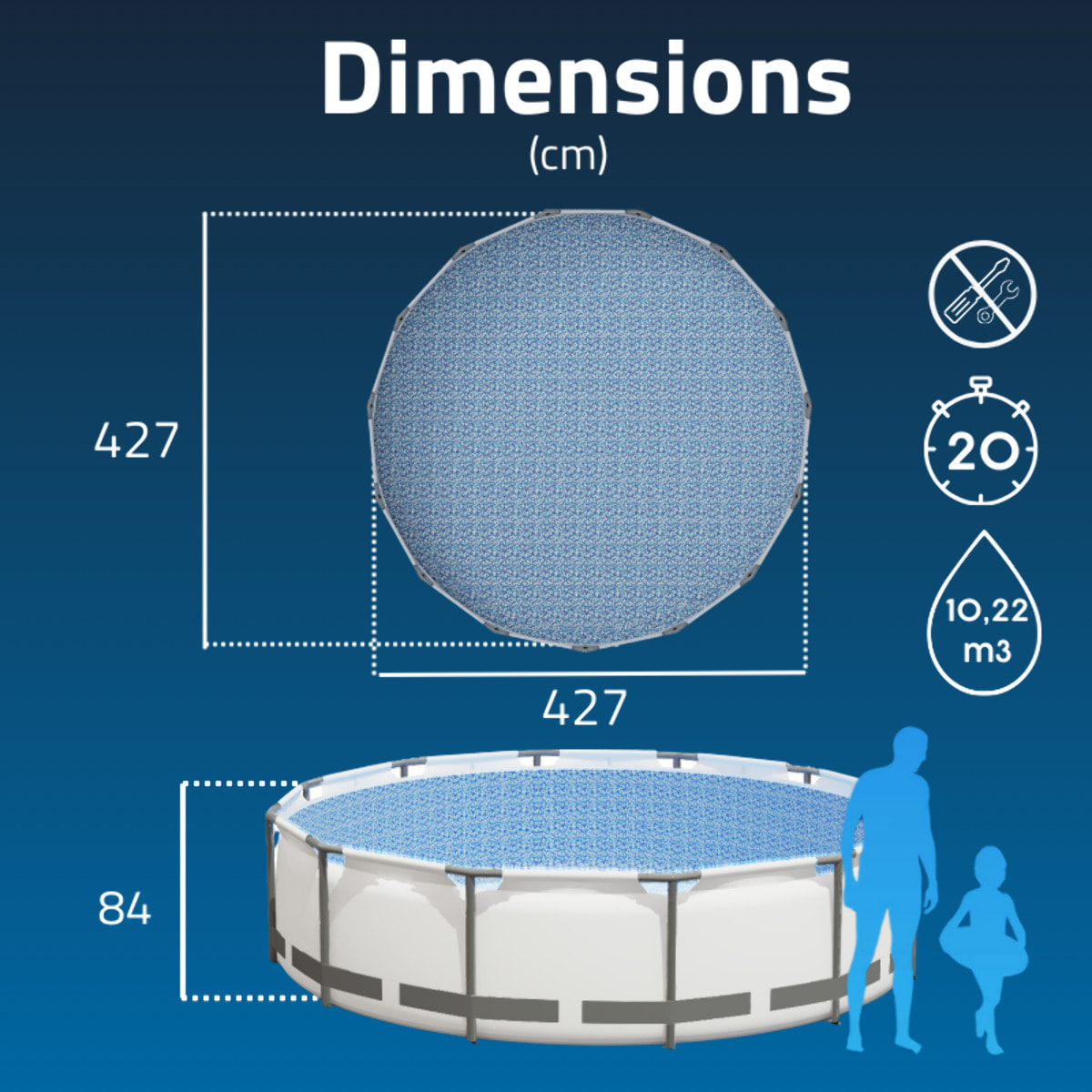 Bestway Piscine hors sol tubulaire ronde Bestway Steel Pro Max 427 x 84 cm gris clair
