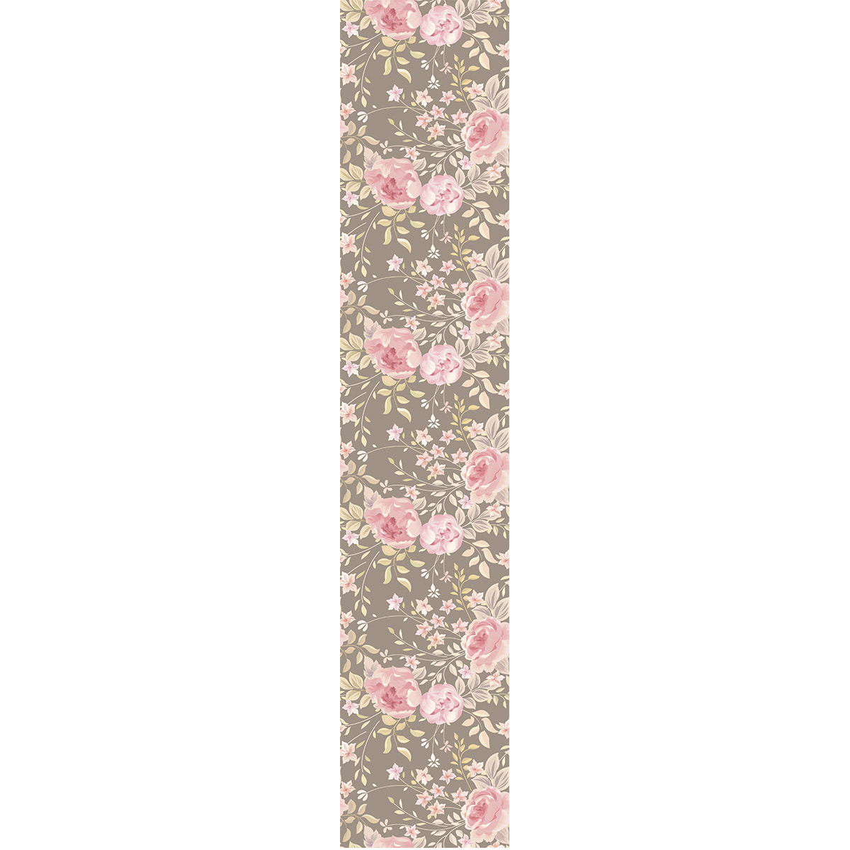 Papier peint intissé pré-encollé - FLEURS VINTAGE ROSE PIVOINES GRIS - 1 rouleau