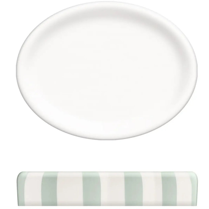Porte-savon Strio rayures vert céladon H3cm