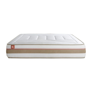 Matelas Ressorts ensachés et mémoire de forme - Confort équilibré et accueil enveloppant - 28 d'épaisseur, 7 zones de confort - Soutien point par point - 2 places