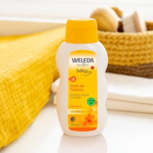 WELEDA - Duo rituel soins Bébé - Baume intense universel au calendula + Huile de toilette au calendula - soins sans eau - Vegan* - Certifié Natrue** - Pot 25g et flacon 200 ml