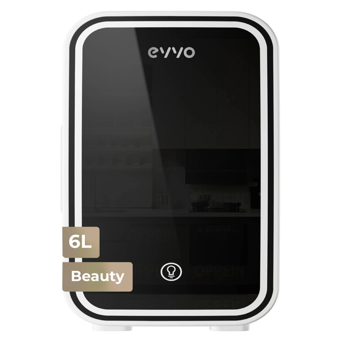 Nevera Mini EVVO F6 Beauty Blanco, 6 L, Enfría y Calienta, Luz LED, AC/DC