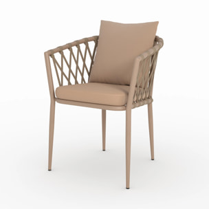 Lot de 2 chaises de jardin en métal et tissu taupe - Dulcy