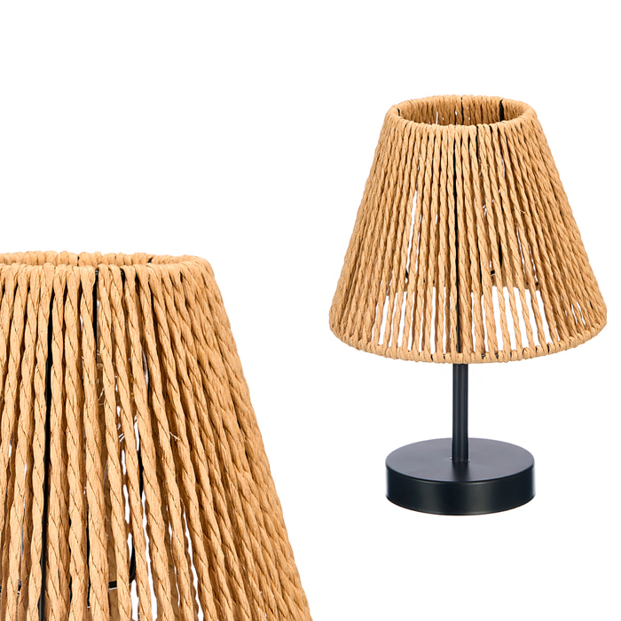 Lampada da tavolo conica in corda naturale.
