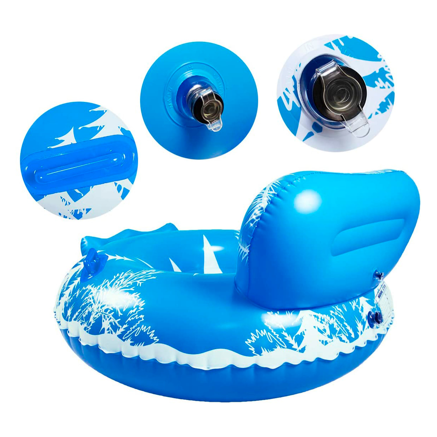 Tappetino ibrido rotondo con schienale e maniglie, per neve e acqua. 115 cm.