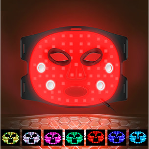 Máscara facial de tratamiento de luz LED con función de calefacción y terapia de 7 colores.