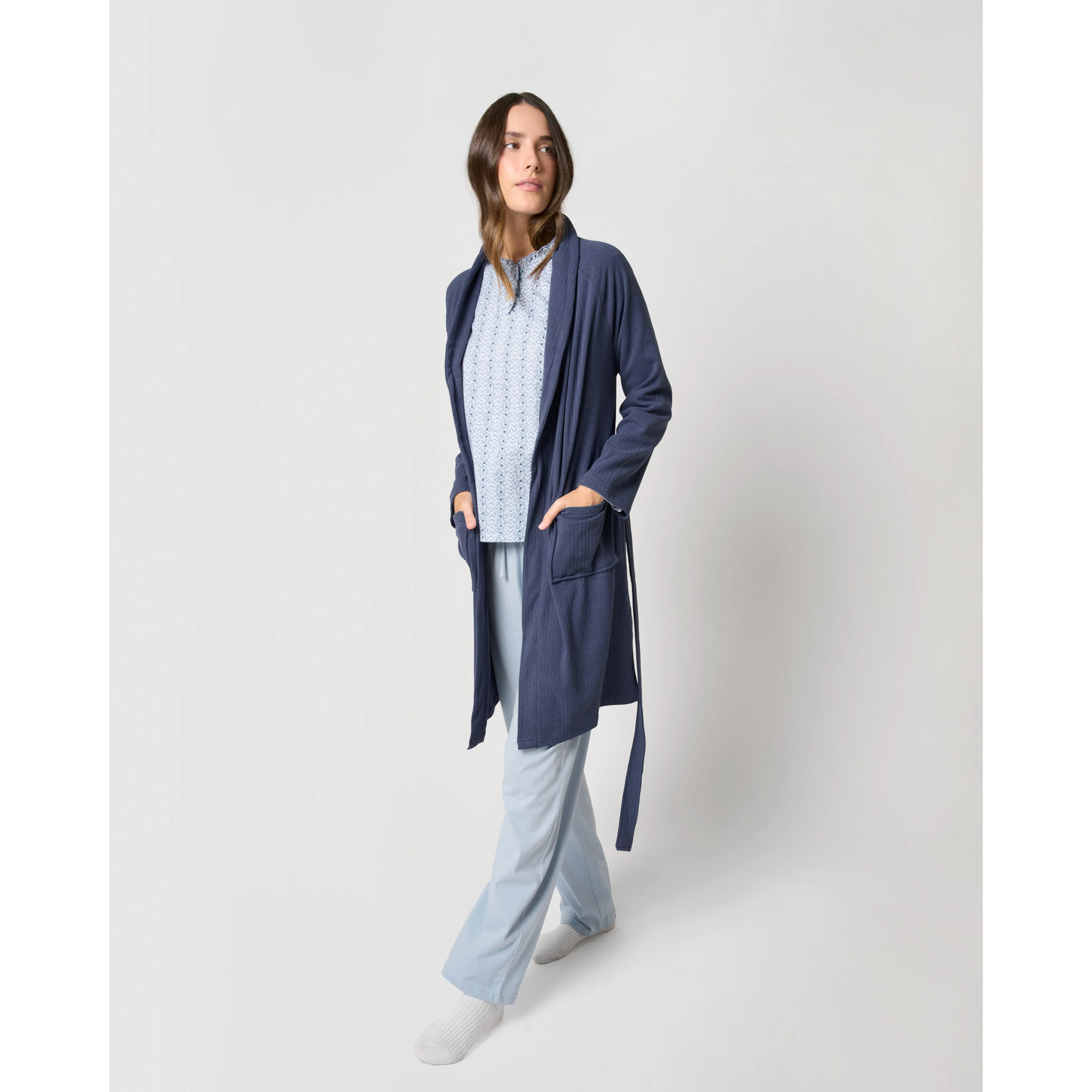 Bata canalé raya ancha azul azafata