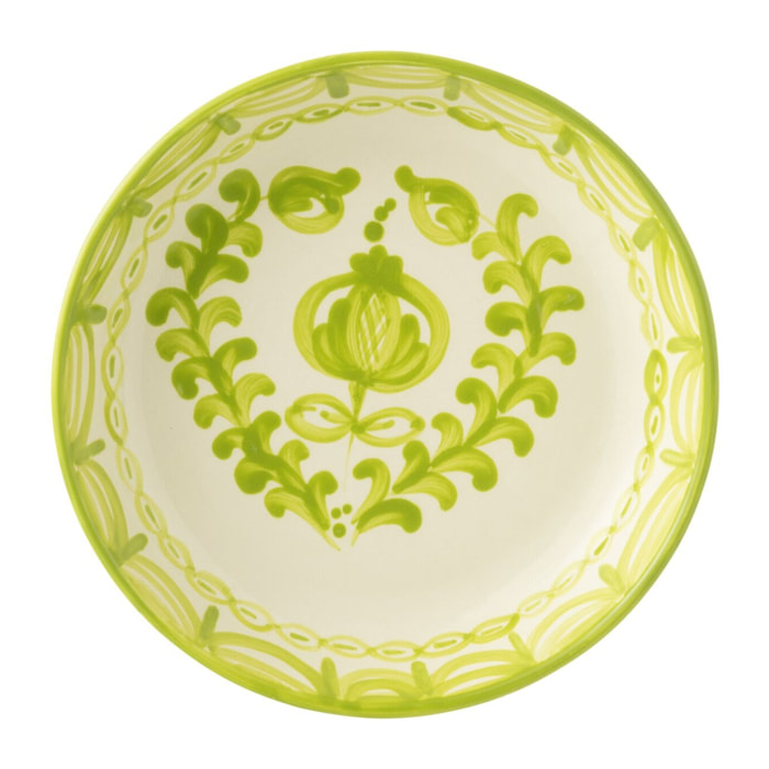J-Line plat Granada Low - céramique - blanc/vert - large - Ø 25 cm