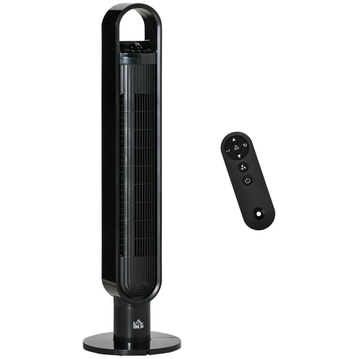 HOMCOM Ventilateur colonne tour oscillant 60 W ultra silencieux télécommande incluse minuterie 3 modes 3 vitesses Ø 28 x 100 cm noir