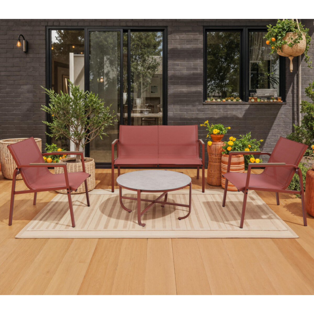 Salon de jardin - 4 places - terracotta - PERTH