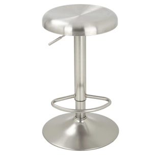 Lot de 2 tabourets de bar réglables en métal brossé 60/82 cm - Silver