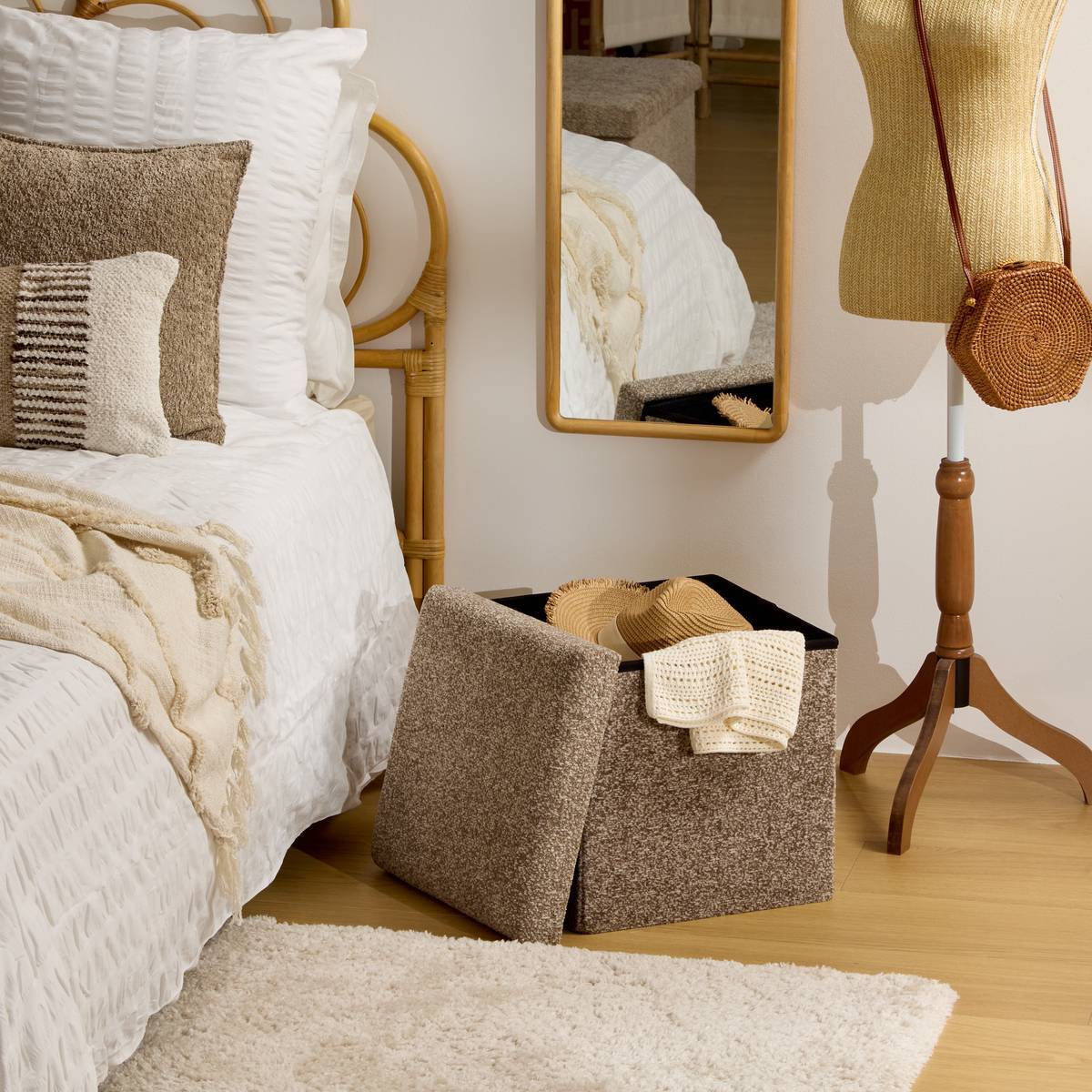 Pouf Coffre Pliable Oxia 38x38cm Marron Tonka