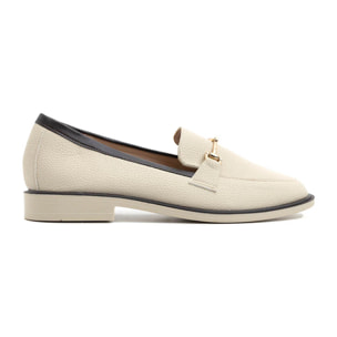 Mocassino outline slim con morsetto oro - BEIGE