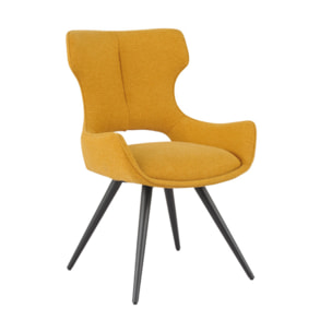 Chaise rotative 180° en tissu doux et pieds en métal noir - SUZIE