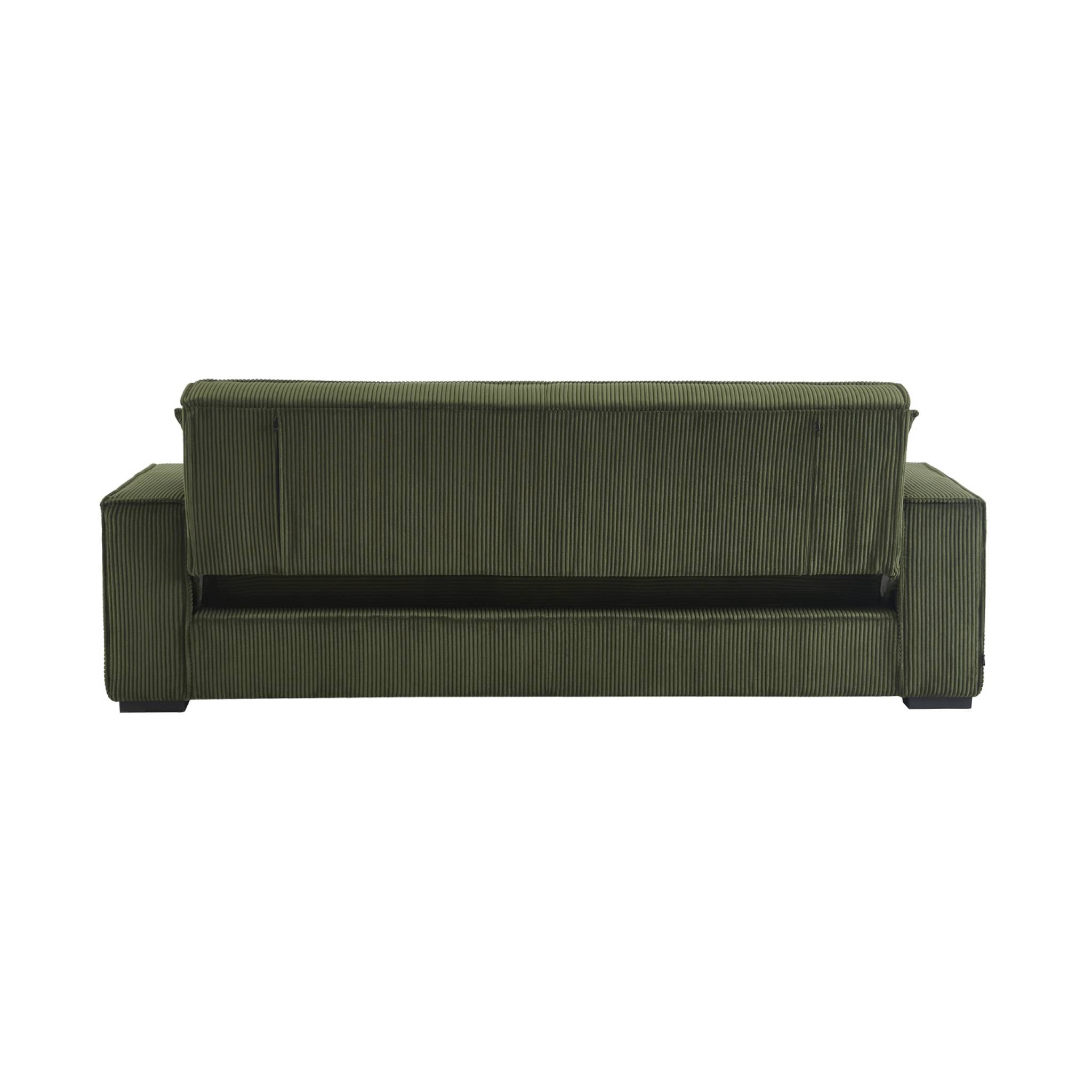 Canapé convertible 3 places kaki velours côtelé L 231 x P 96.5 x H 80cm