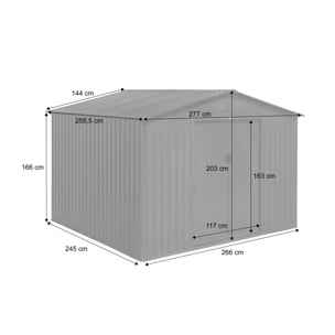 Abri de jardin métal 7,06m² avec kit d'ancrage CALAISIS