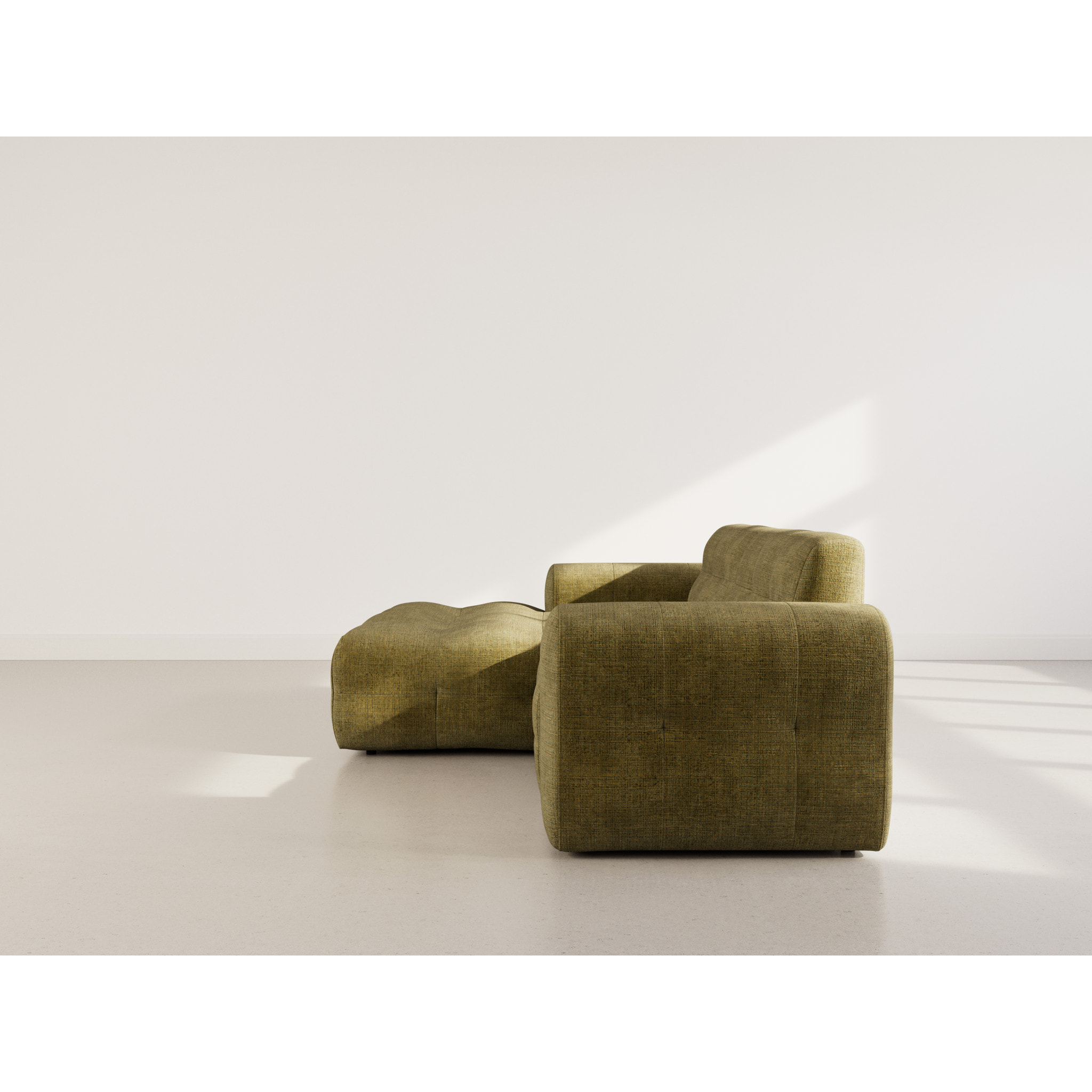 Diane - Canapé d'angle gauche 4 places en velours texturé - Vert Kaki