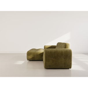 Diane - Canapé d'angle gauche 4 places en velours texturé - Vert Kaki