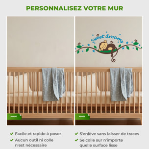 Stickers Muraux décoration adhésifs Singe Dormeur