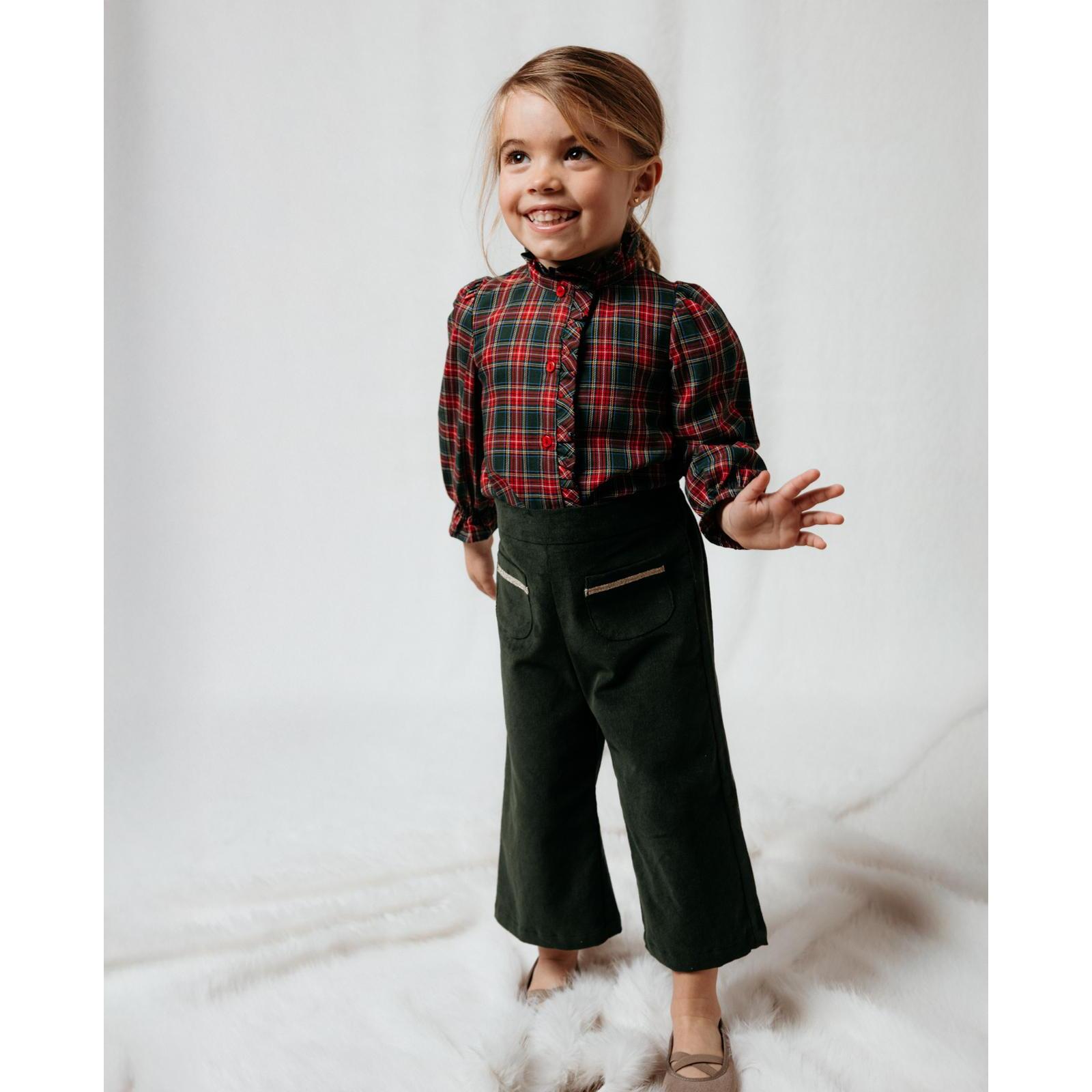 Camisa Verde De Cuadros Con Volante