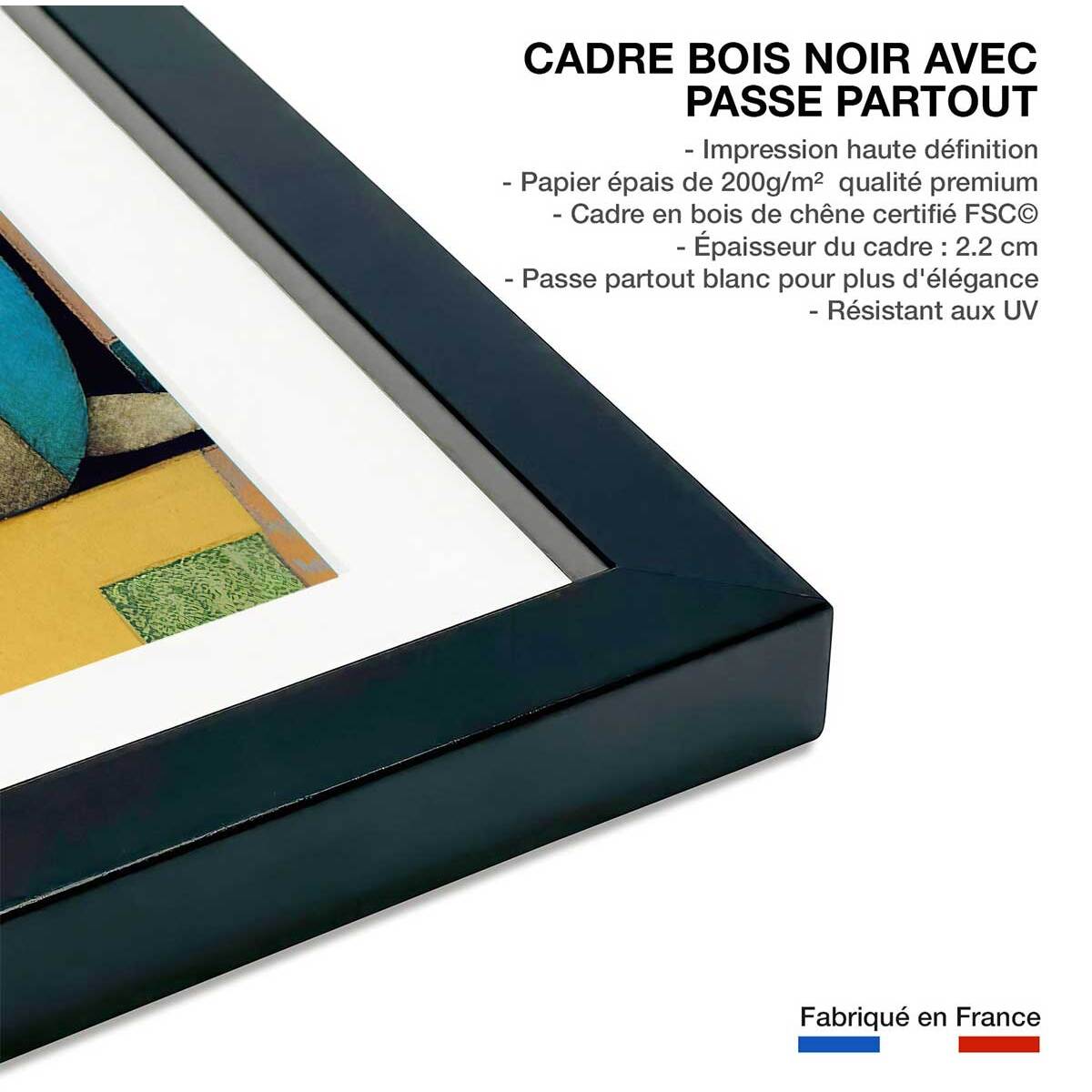 Affiche enfant lapin dans la boîte  Affiche sous cadre noir