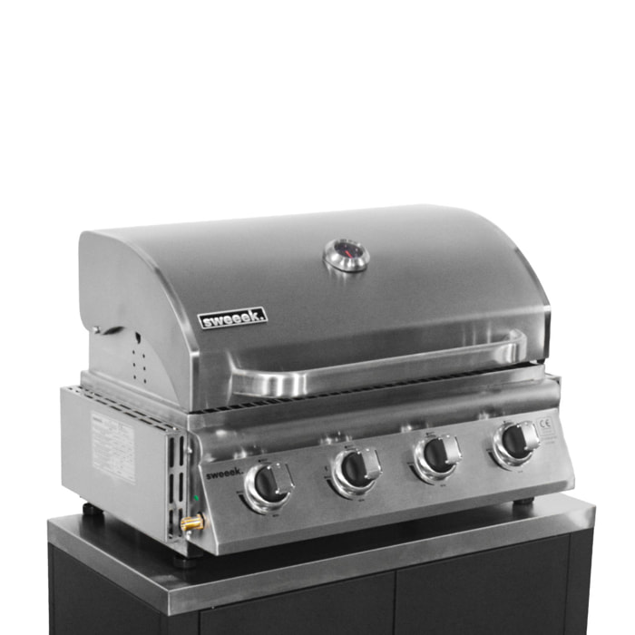 Barbecue à gaz avec 4 brûleurs à poser avec récupérateur de graisse