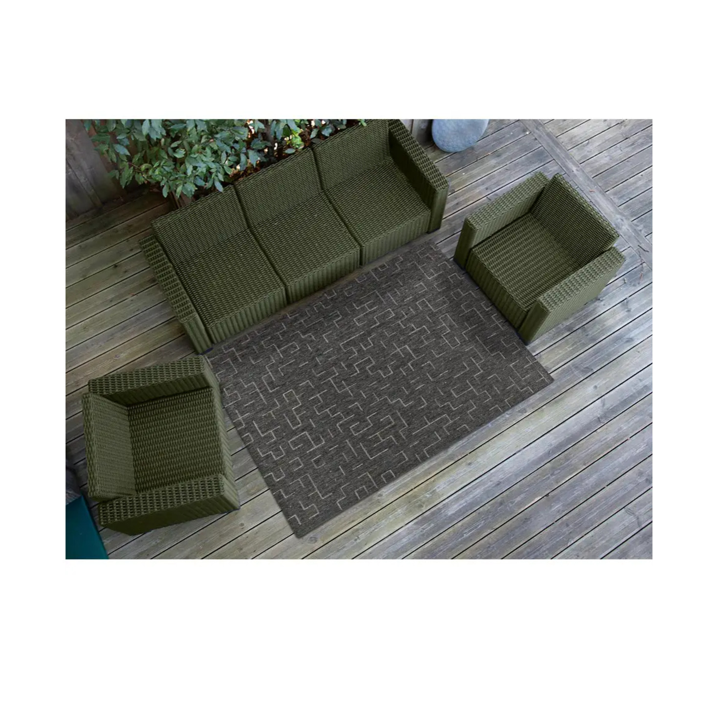 BREEZE Alfombra de exterior geométrica gris, varias medidas disponibles.