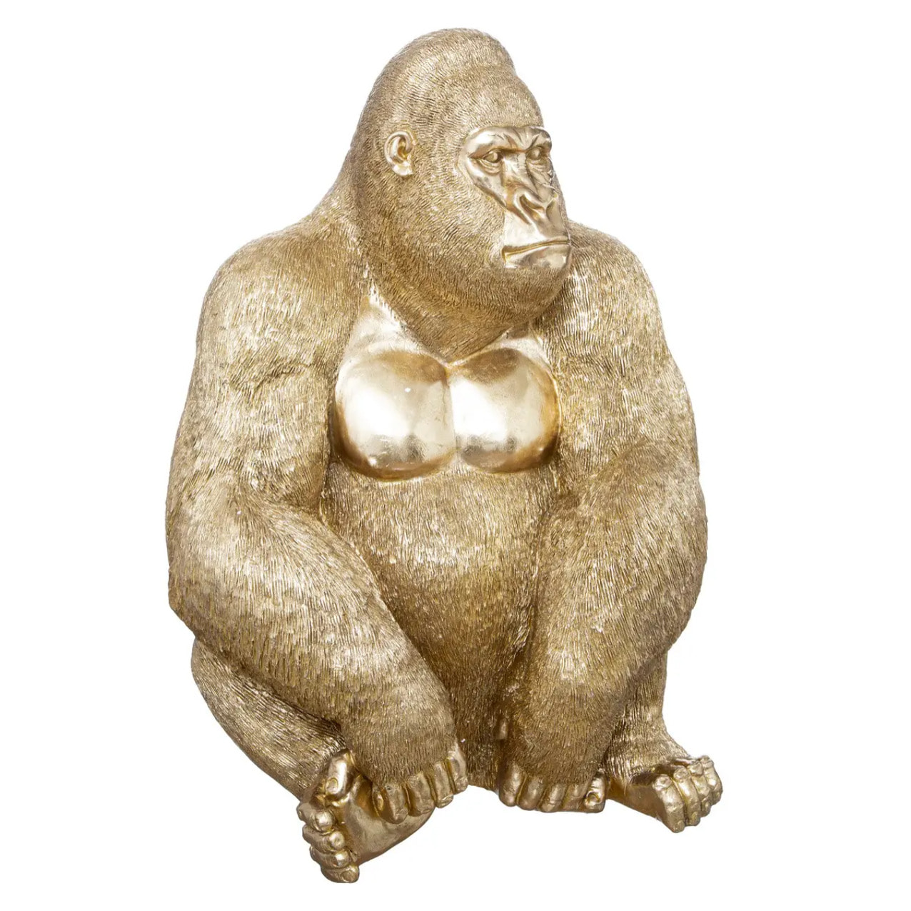 Statuette gorille - résine - doré - H61 cm