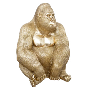 Statuette gorille - résine - doré - H61 cm