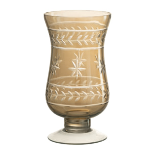 J-Line photophore Moderne Tige Etoile - verre - gris - 22 cm de hauteur