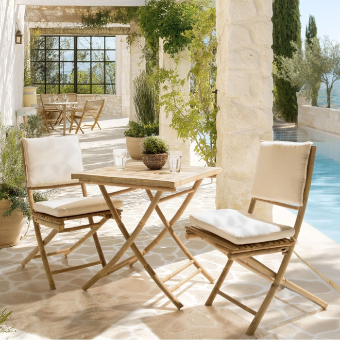 VITAL - 2 chaises et 1 table pliantes en bambou