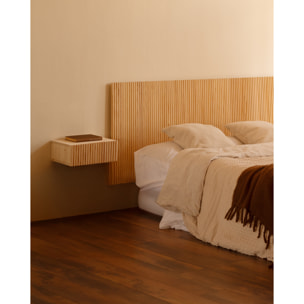 Mesita de noche de madera maciza flotante en tono natural de 40cm Alto: 15 Largo: 40 Ancho: 25.5