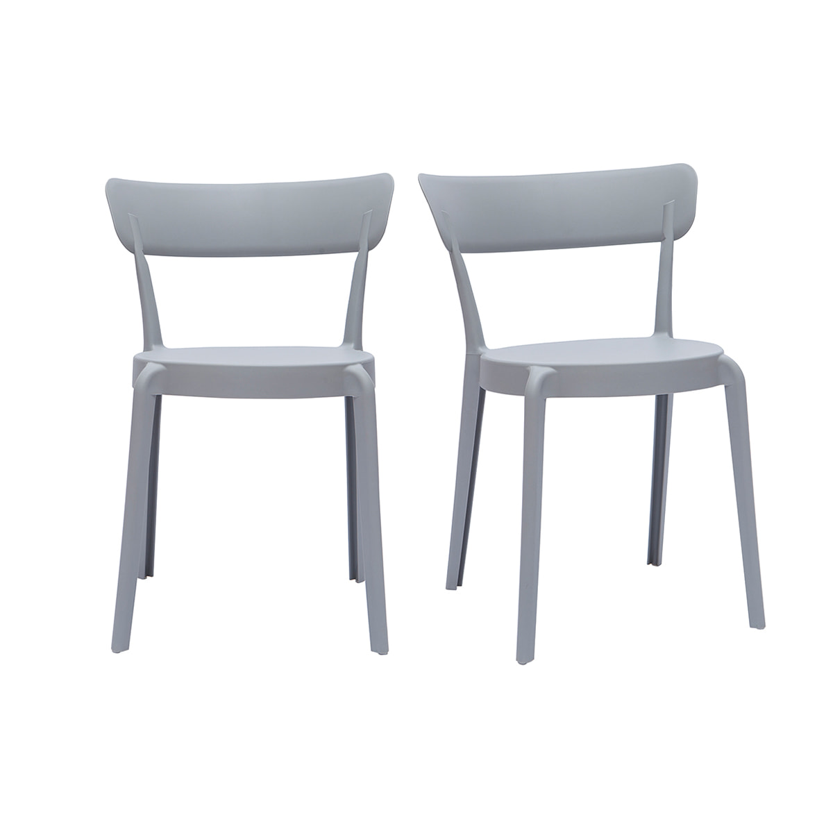 Chaises design gris clair empilables intérieur - extérieur (lot de 2) RIOS