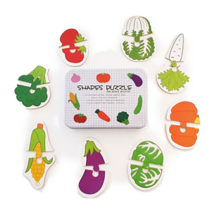 PUZLES MÚLTIPLES 13 EN 1: VERDURAS 2pcs/puzle (CAJA METÁLICA)