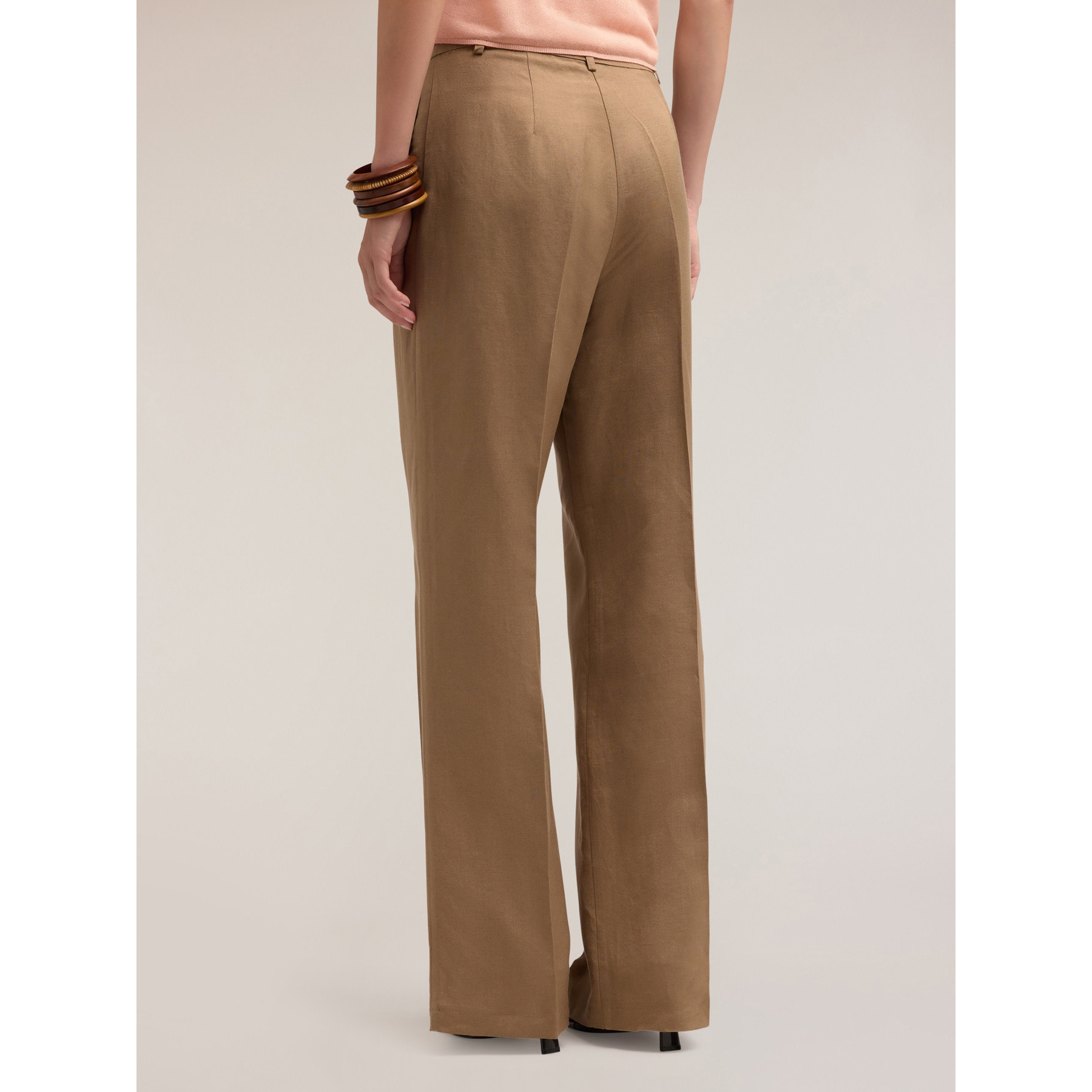 Motivi - Pantaloni palazzo con pieghe in lino viscosa - Beige
