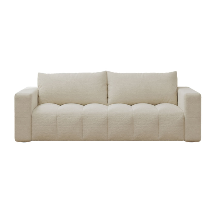 MIDLAND Canapé convertible 3 places avec coffre en bouclette beige