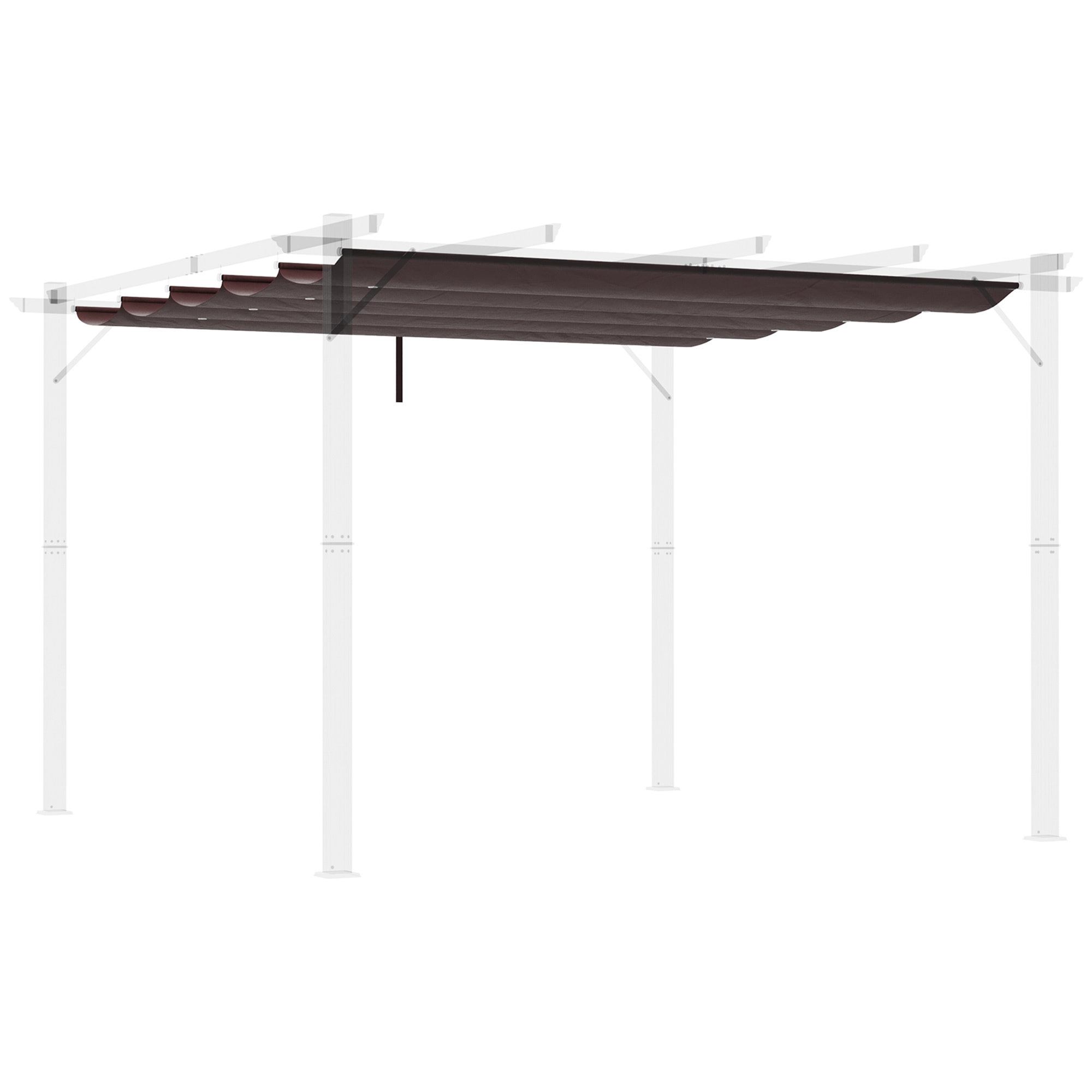 Cubierta para Pérgola Retráctil 2,5x2,55m Toldo con 10 Orificios de Drenaje Café