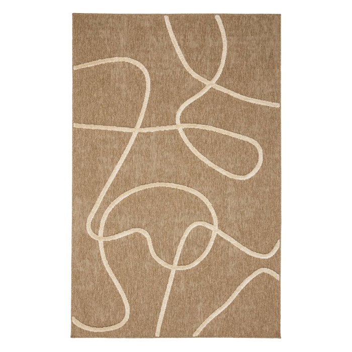 Tapis intérieur effet jute THOMAS. motif graphique en relief blanc. 200 x 290 cm