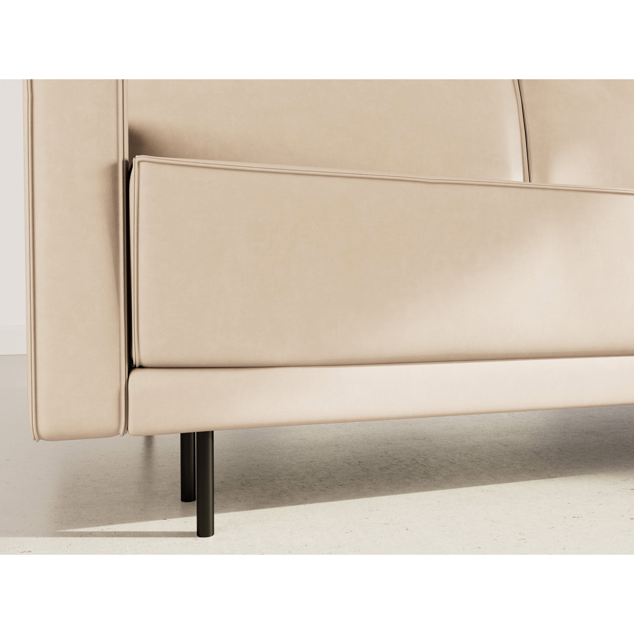 Charlie - Canapé droit 3 places convertible avec coffre en simili - Beige