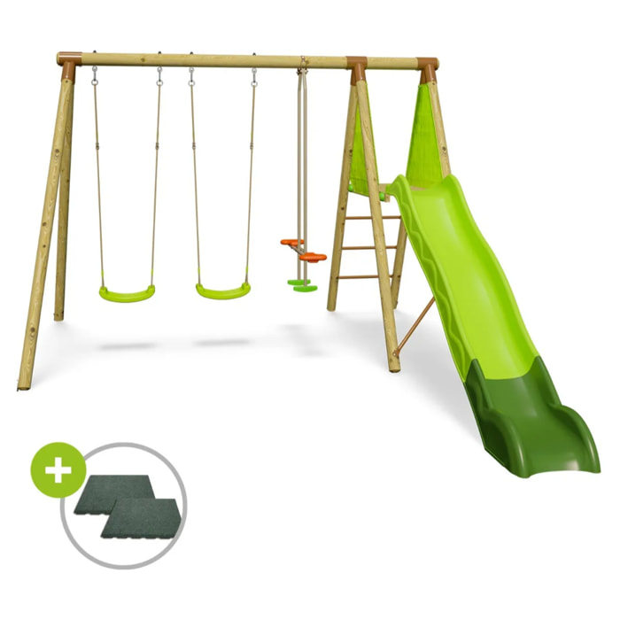 Balançoire en bois 2,30 m Topwood PALMI - 6 enfants