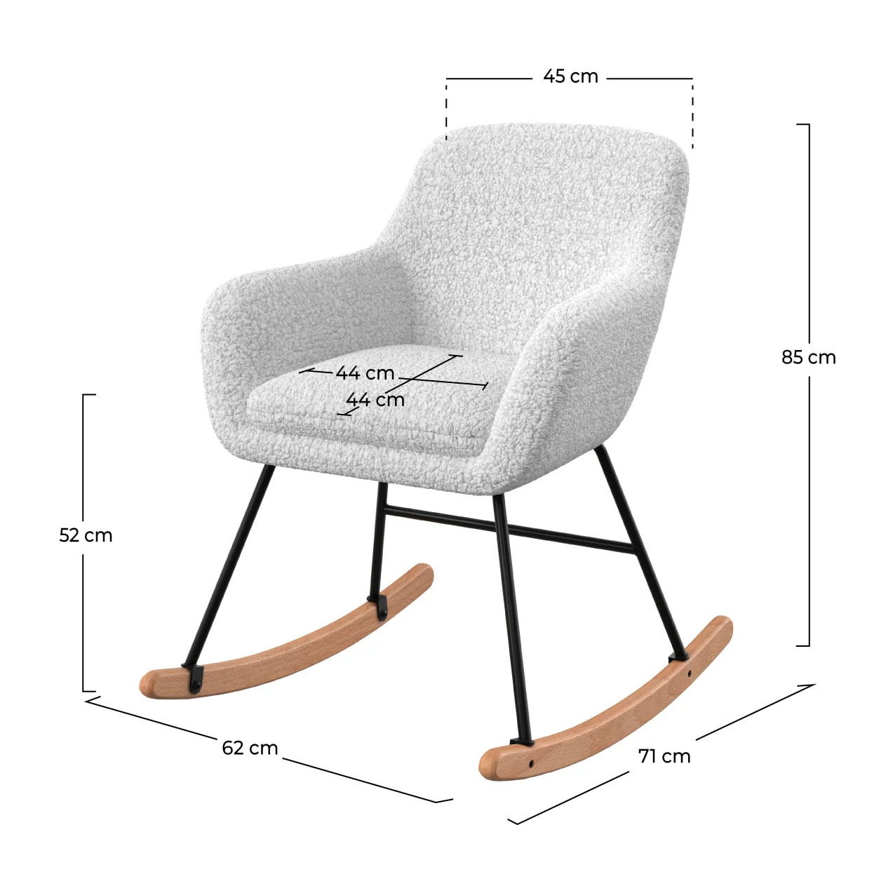 Rocking-chair en tissu bouclé blanc - Isola