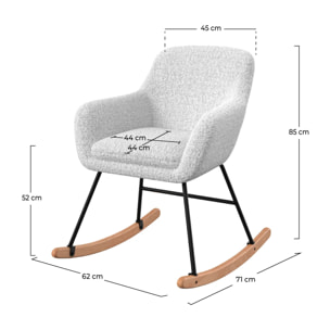 Rocking-chair en tissu bouclé blanc - Isola