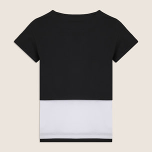 Completo t-shirt cropped e canotta con stampa perlata