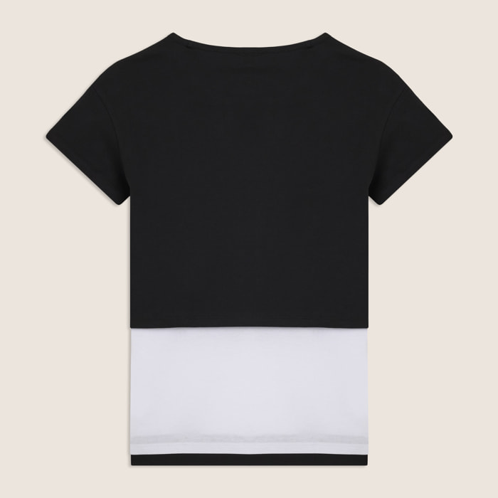 Completo t-shirt cropped e canotta con stampa perlata