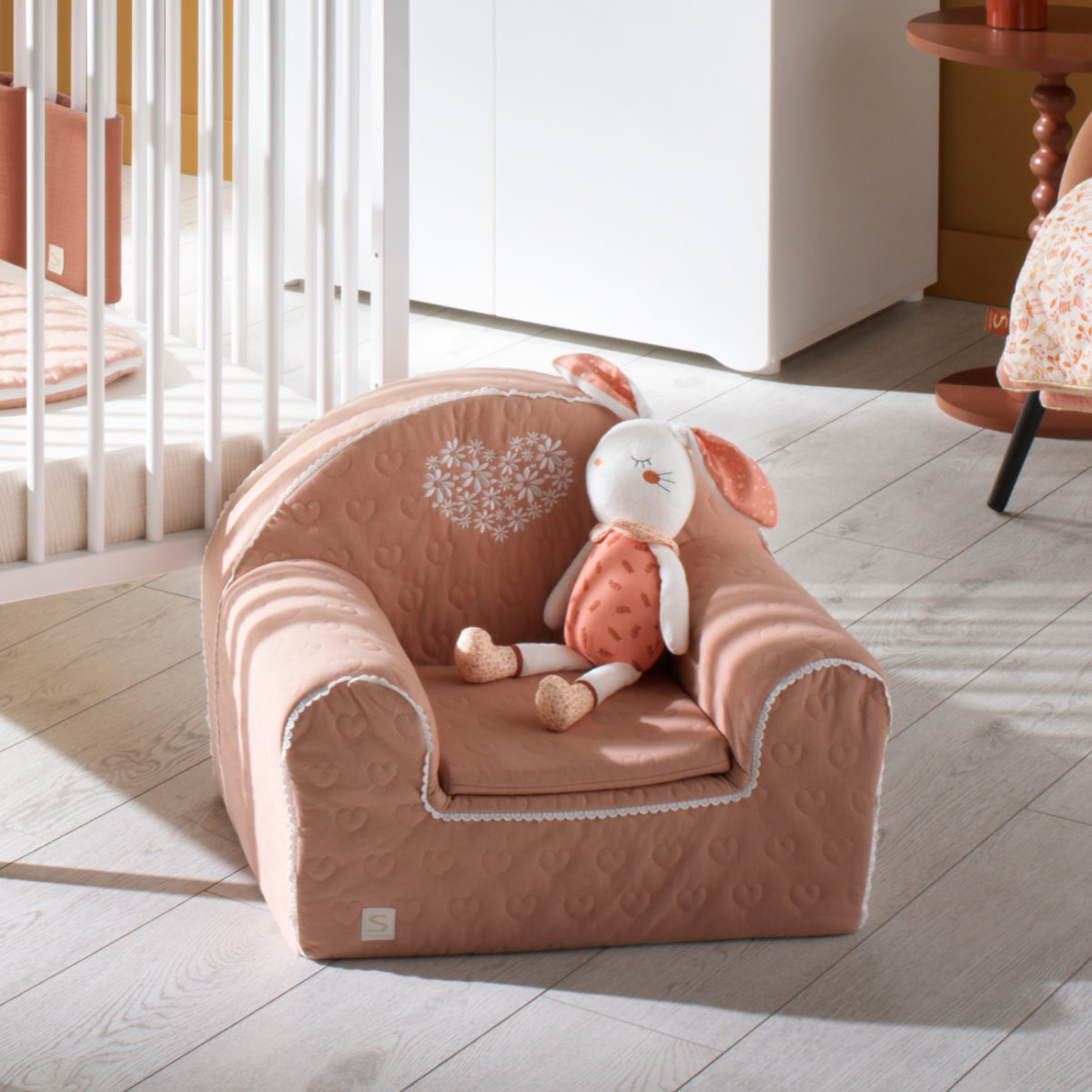 Fauteuil club pour enfant en coton matelassé