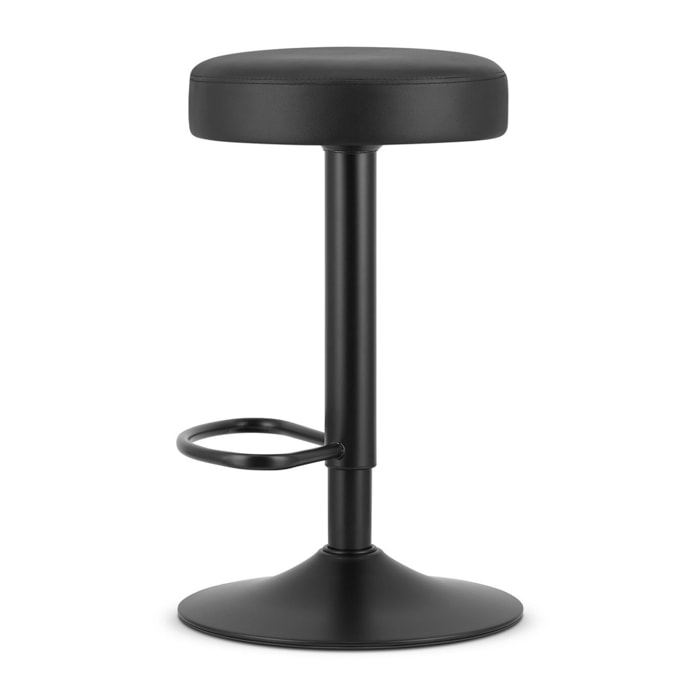 Sgabello da bar ROJST in ecopelle nera con base nera