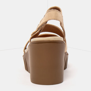 Sandalia de cuña 2080 NOBUCK CREAM-CARAMELO/ CATANIA color Cream-caramelo