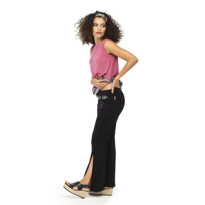 Pantalón Asterisco Pantalón Largo Bordado Negro Casual para mujer